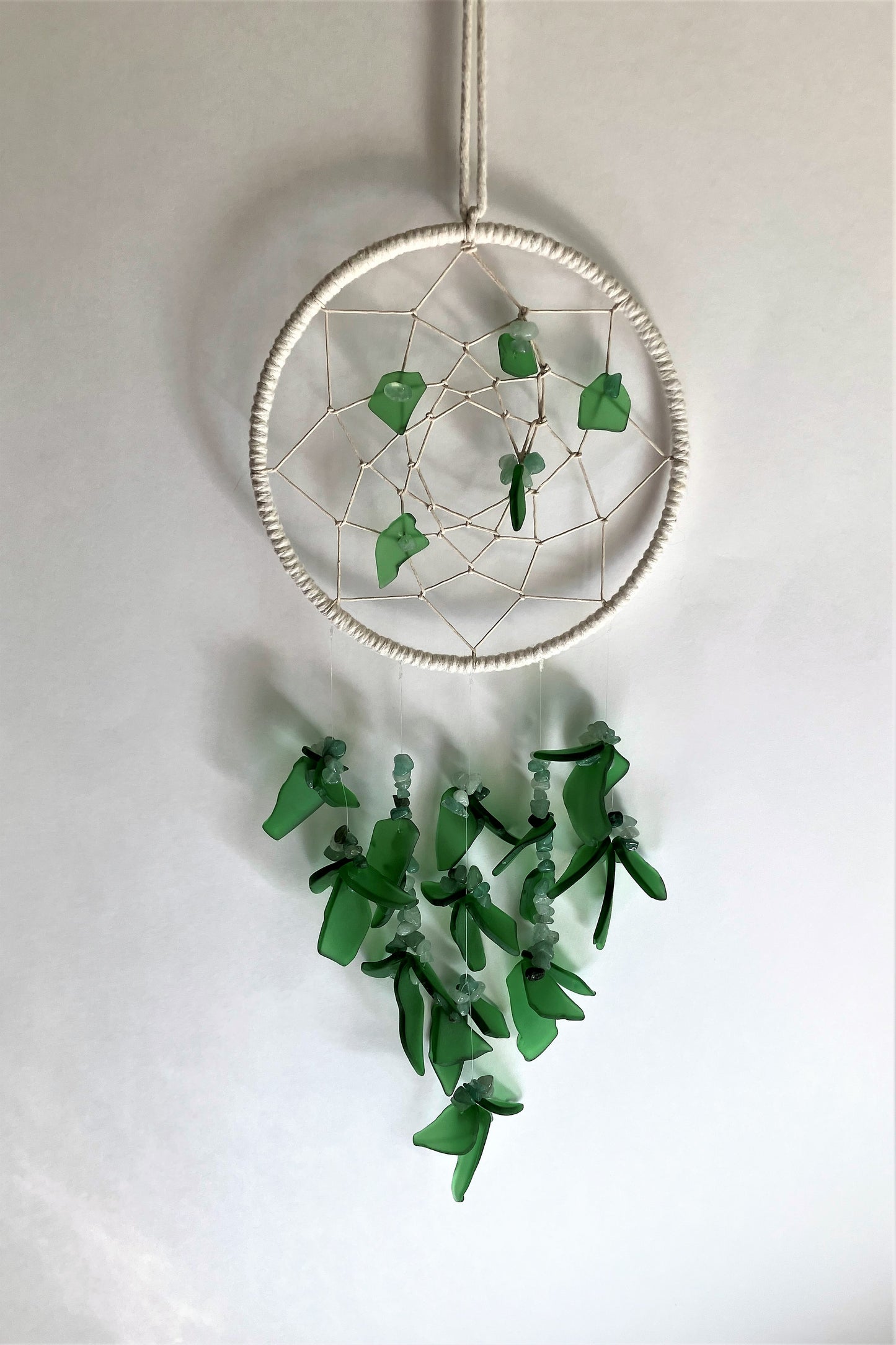 Falling Greens - Medium Recycled Glass Dreamcatcher 6" Ring