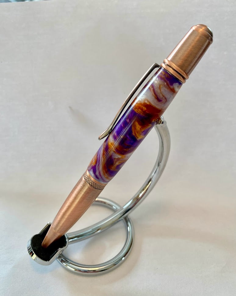 Monarch Copper Twist Pen With Purple Tiger Body