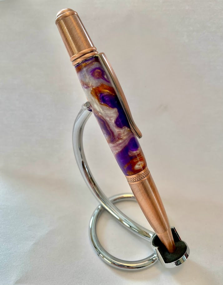 Monarch Copper Twist Pen With Purple Tiger Body