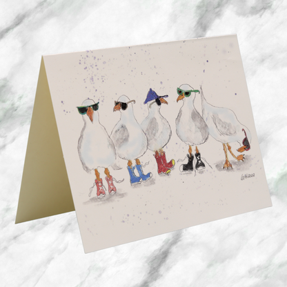 Cool Gulls Watercolor Art Greeting Card