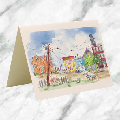 Fish Market Eastport Watercolor Art Greeting Card