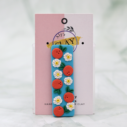 Oranges With Flowers Clay Bookmark