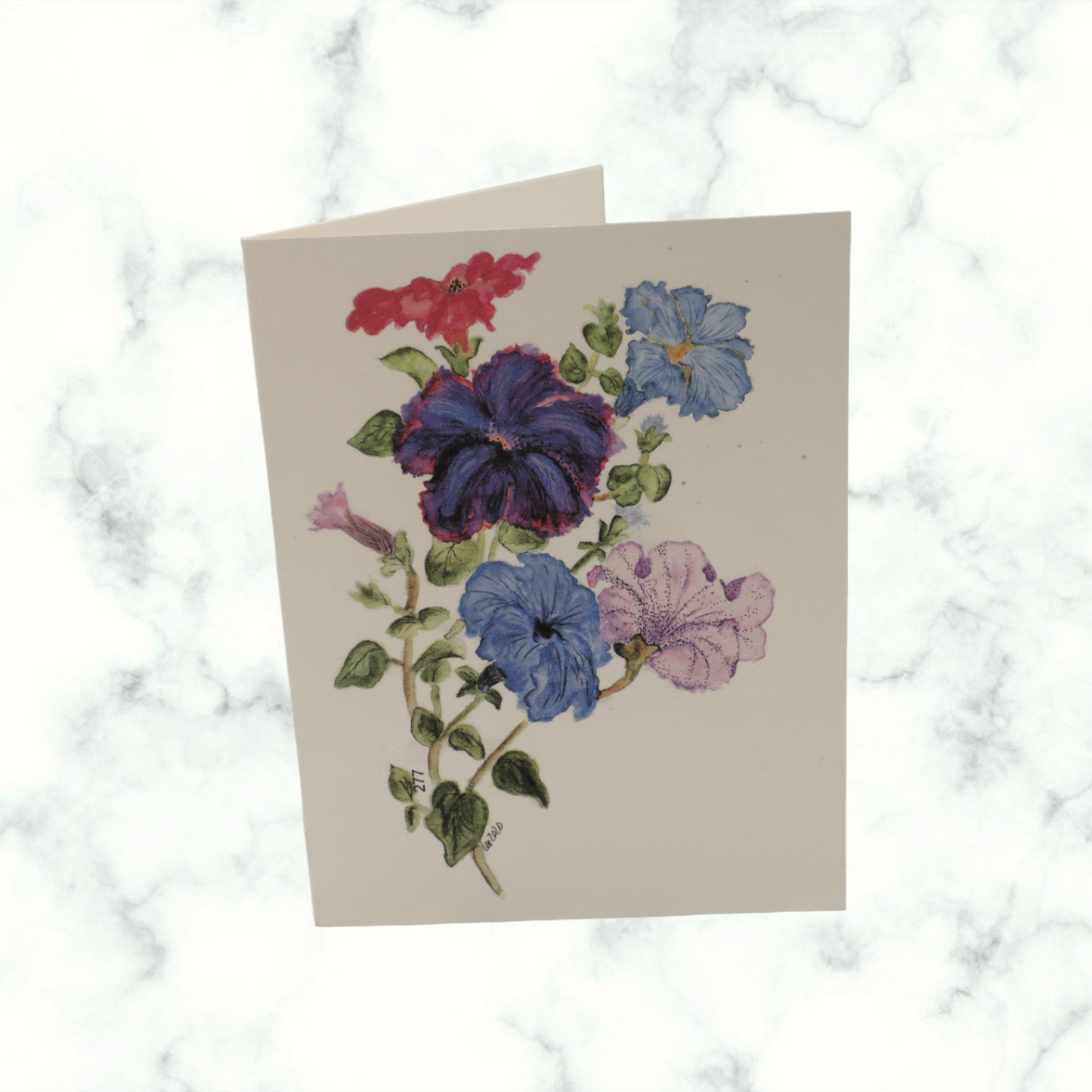 Petunias Watercolor Art Greeting Card