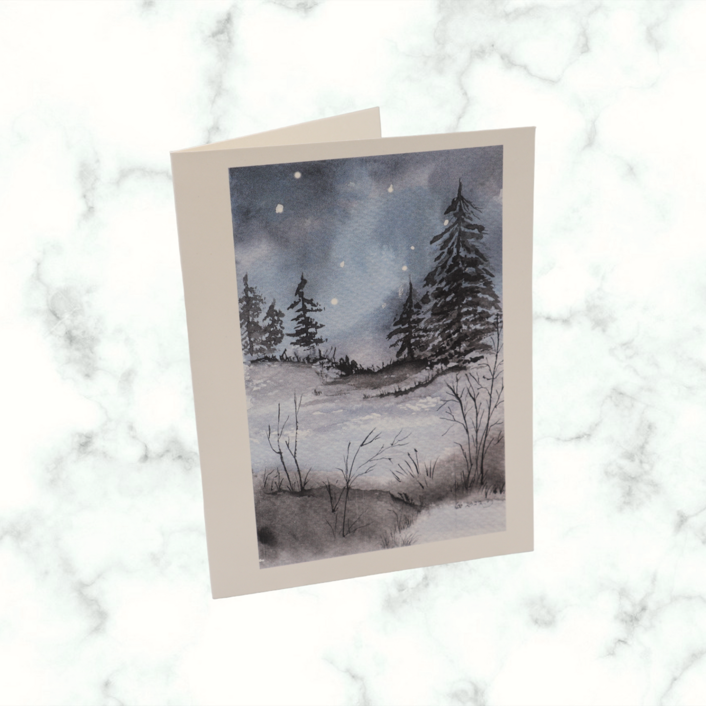 Winter Solstice Watercolor Art Greeting Card
