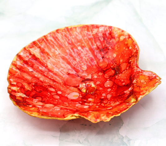Blood Orange - Alcohol Ink Trinket Shell