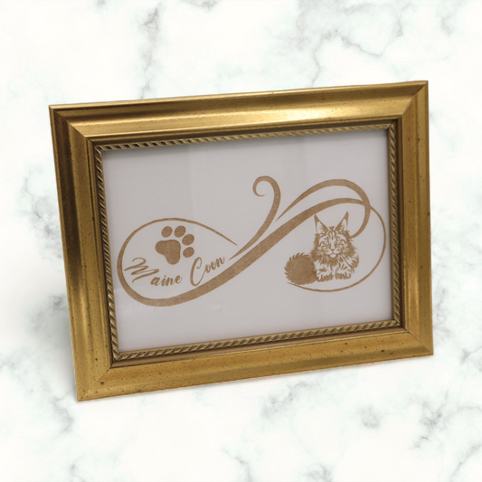 Maine Coon Cat Laser Cut Framed Artwork