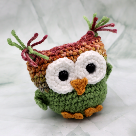 Sage Green Crocheted Owl 4"