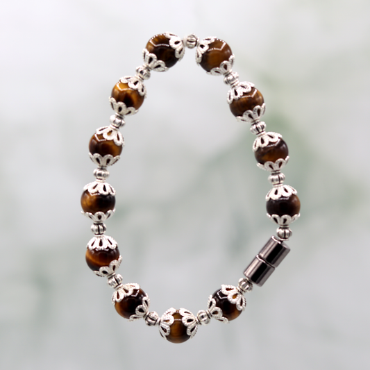 Tigers Eye with Silver Filigree 7" Rare Earth Bracelet