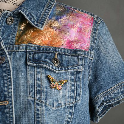 Star Jeans, Girls’ XL, Cropped Jacket Butterfly print, removable adornment