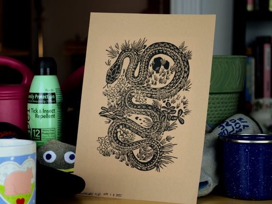Garter Snake 9"x7" Print