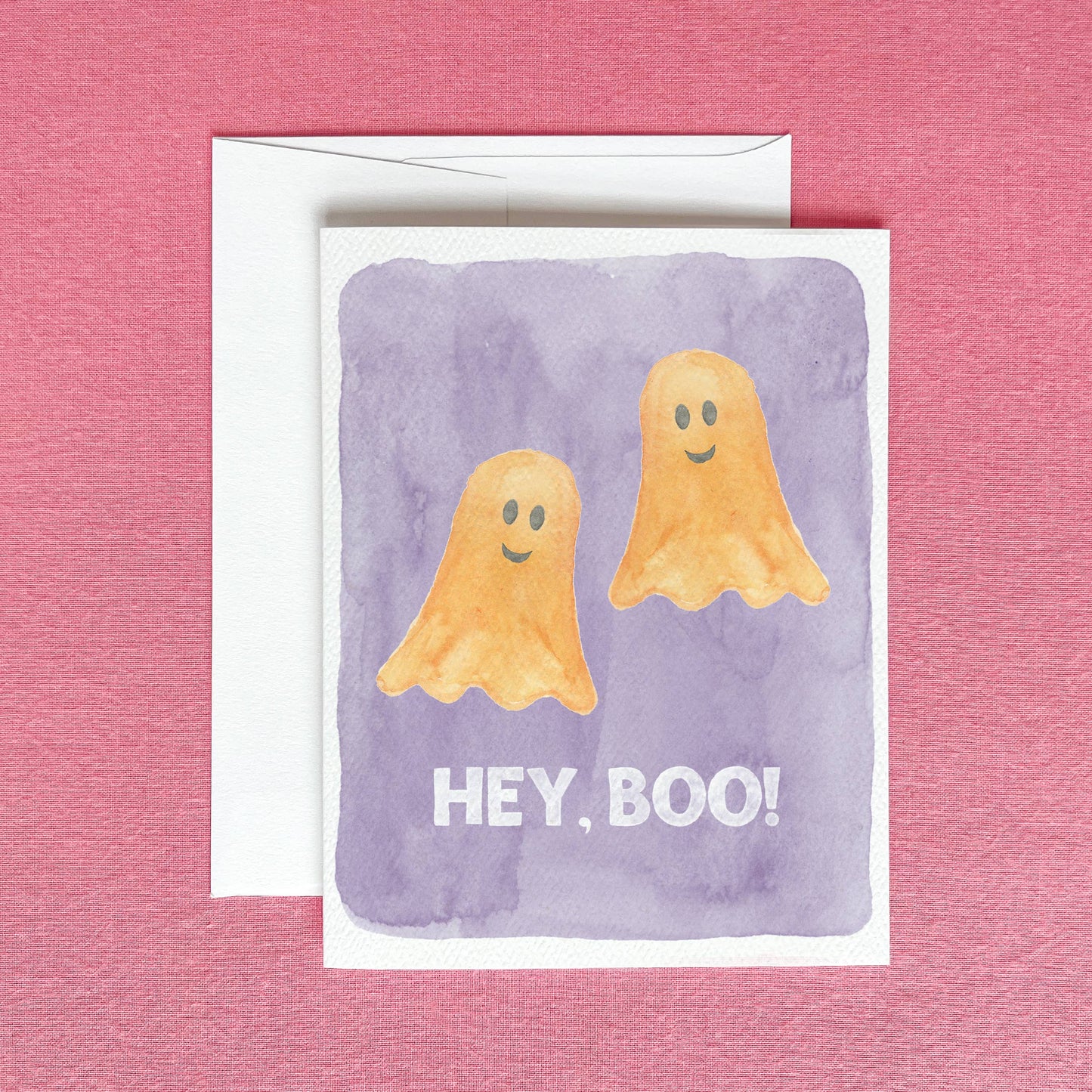 Hey Boo Halloween Greeting Card | Cute Ghost Halloween Card