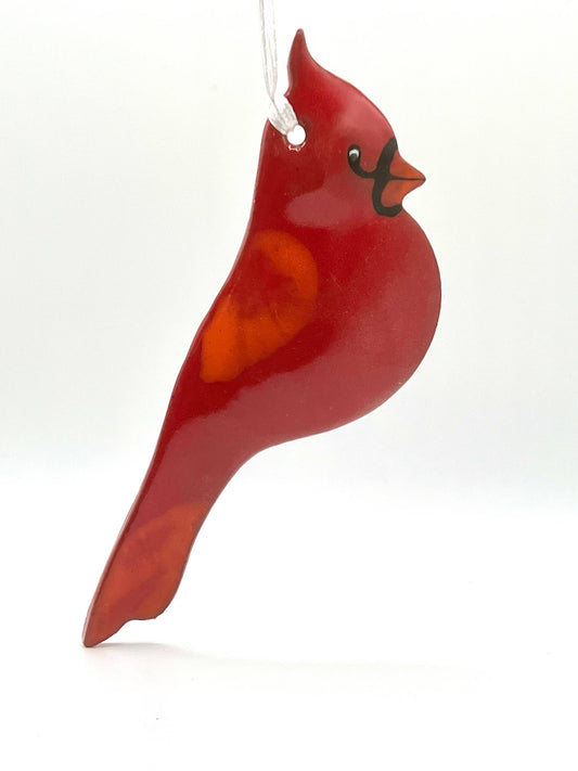 Male Cardinal Maine Blue Clay Ornament
