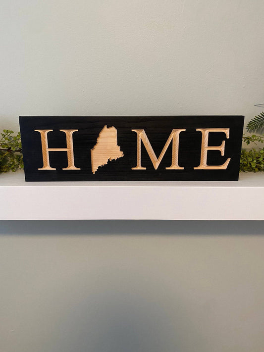 Maine “Home” Sign Black