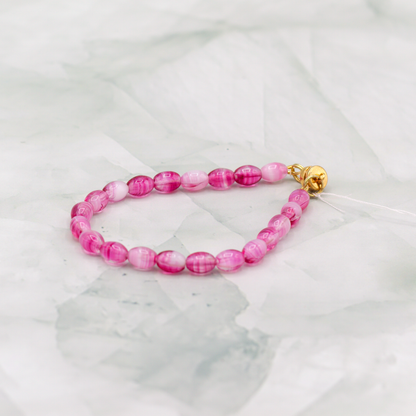 Pink & White Swirl Bracelet 7”
