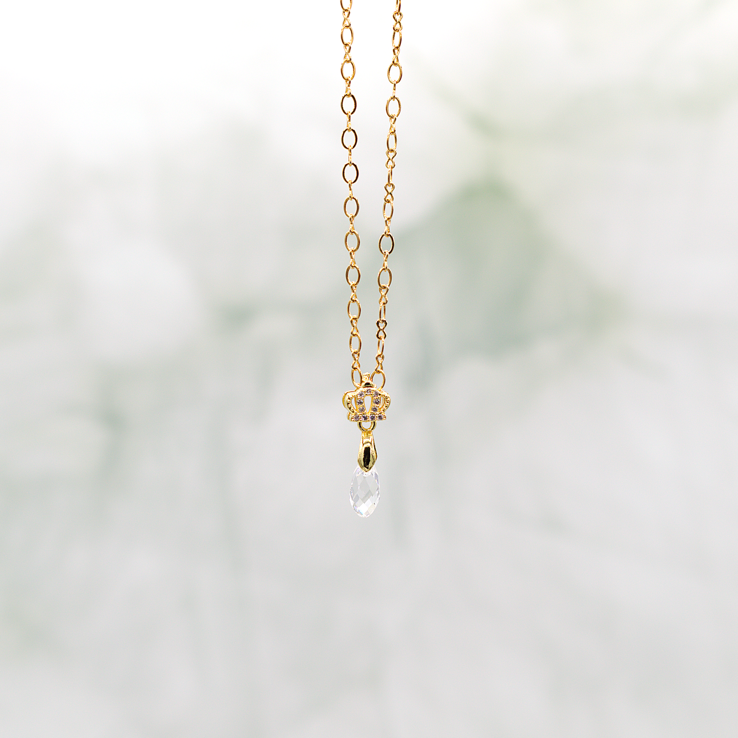 Swarovski Faceted Crystal Necklace Gold 18"