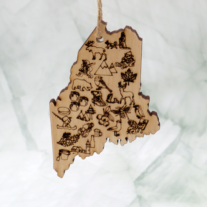 State Of Maine Illustrated Ornament
